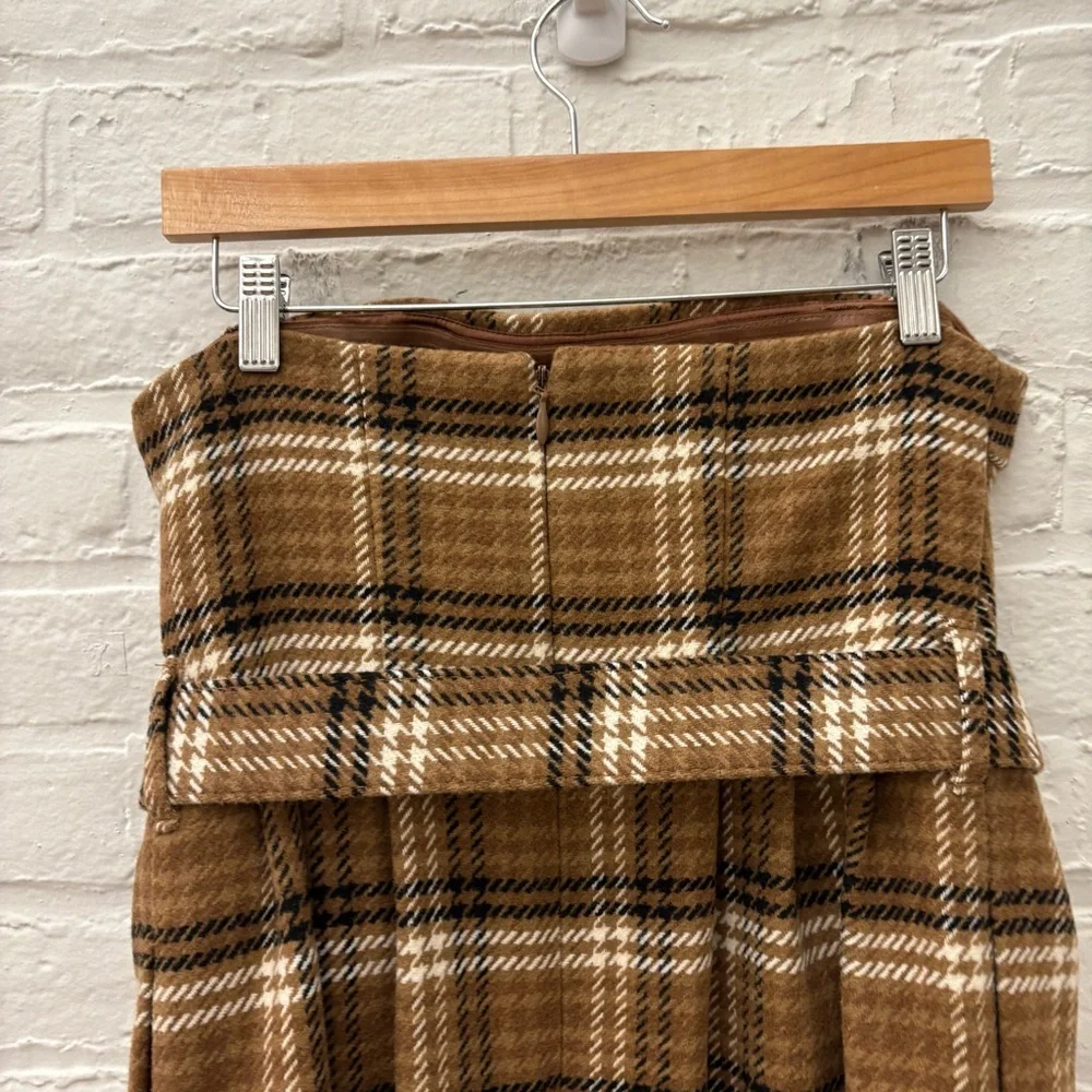 Anthropologie || Plaid Belted Midi Dress Pencil‎ Straight Wool Brown 6